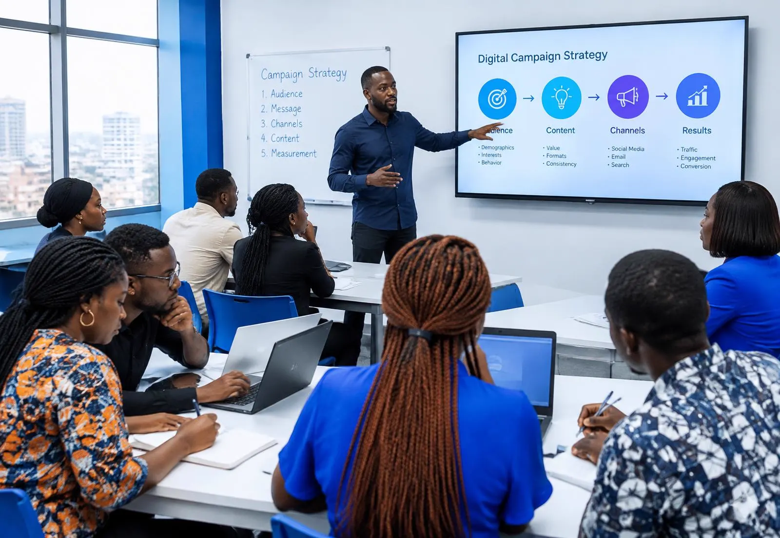 Instructor guiding a WeDigital Academy classroom
